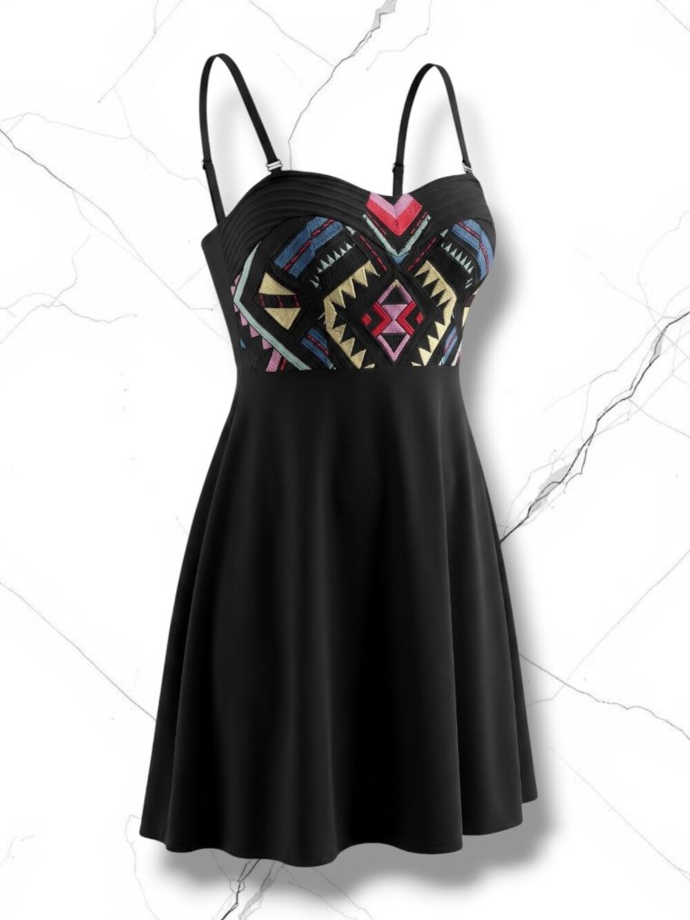 THML Tribal Embroidered Smocked Strapless A-Line Mini Dress XS